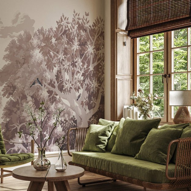 Les Dominotiers Misty forest prune Behang DOM 5110 - LAB COLOUR THE WORLD