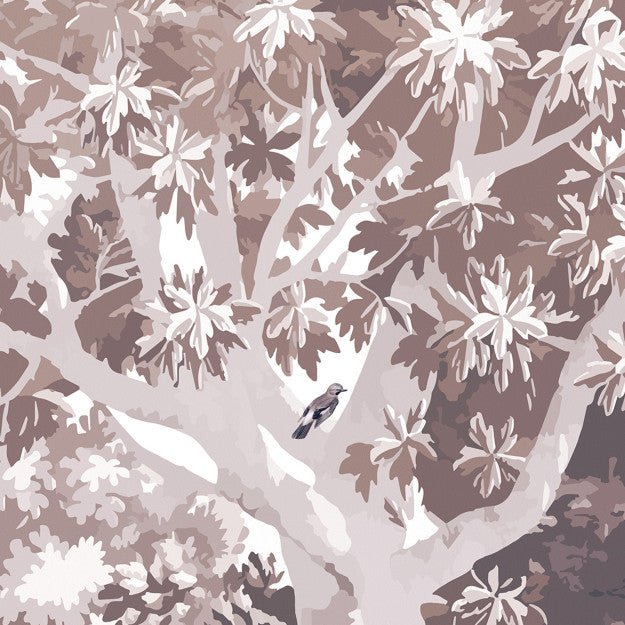 Les Dominotiers Misty forest prune Behang DOM 5110 - LAB COLOUR THE WORLD