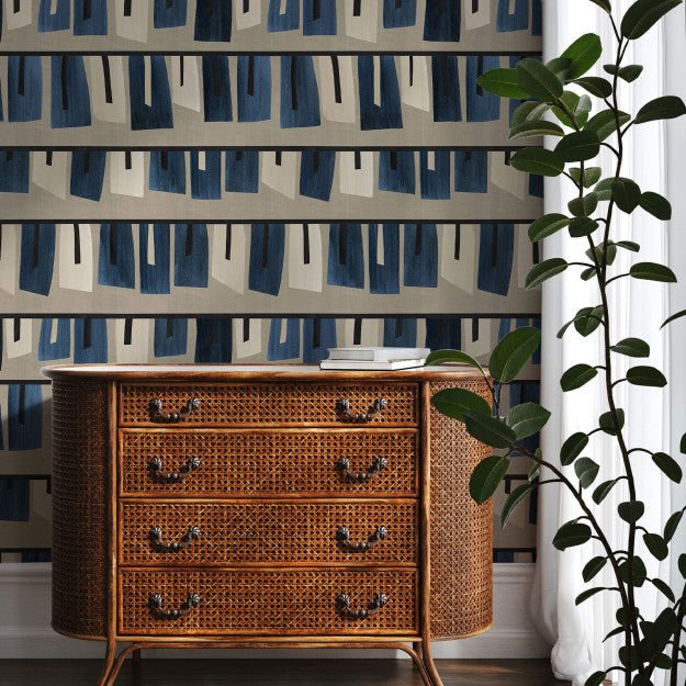 Les Dominotiers Obi Bleu Behang DOM 4017 - LAB COLOUR THE WORLD