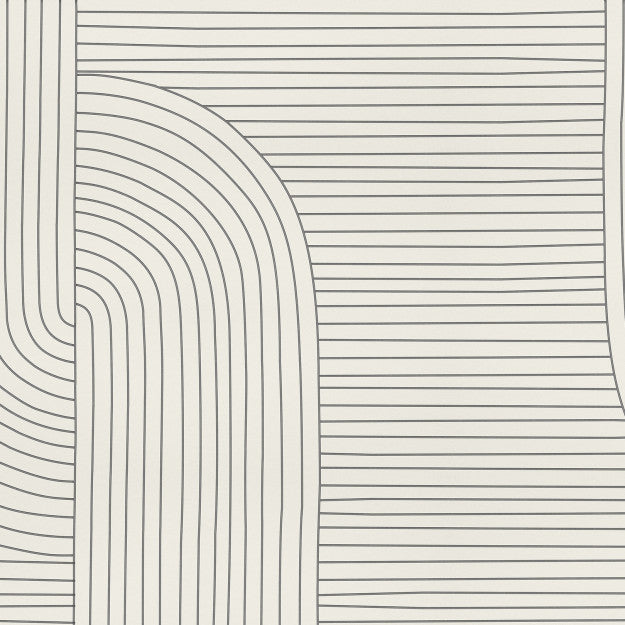 Les Dominotiers Lines Black & Beige Behang DOM 705