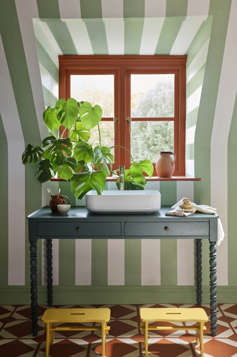 Little Greene Broad Stripe Behang 0231BSPEAGR - LAB COLOUR THE WORLD