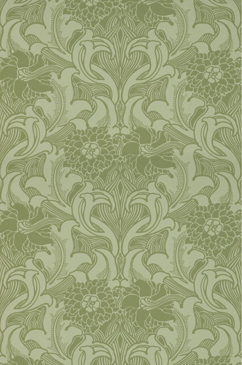 Little Greene Dahlia Scroll Behang 0263DAPEAGR - LAB COLOUR THE WORLD