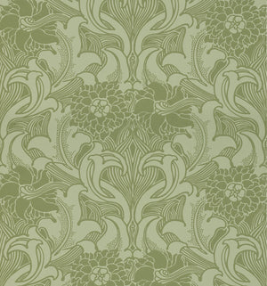 Little Greene Dahlia Scroll Behang 0263DAPEAGR - LAB COLOUR THE WORLD