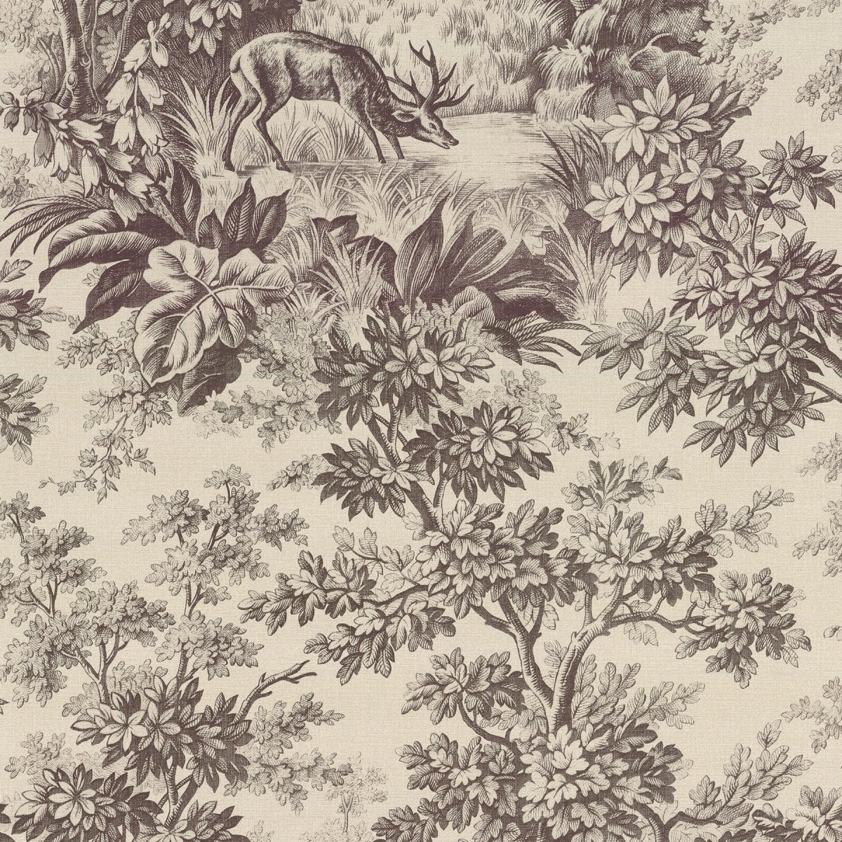 Little Greene Stag Toile Behang 0284SGCHOCO - LAB COLOUR THE WORLD