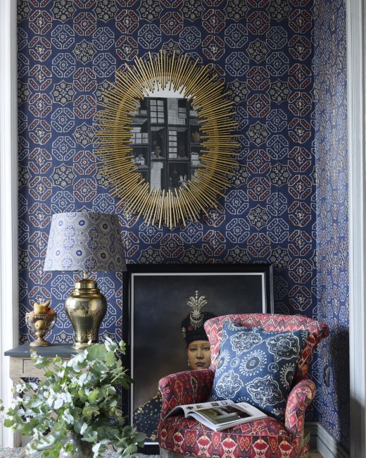 Mind The Gap Ajrak Blue Behang WP20412 - LAB COLOUR THE WORLD