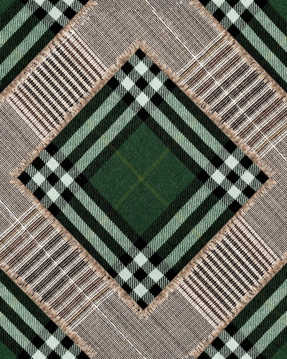 Mind The Gap Checkered Patchwork British Green Behang WP20389 - LAB COLOUR THE WORLD