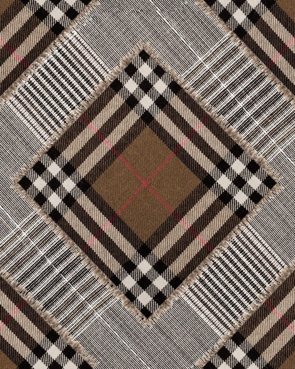 Mind The Gap Checkered Patchwork Mid Brown Behang WP20390 - LAB COLOUR THE WORLD
