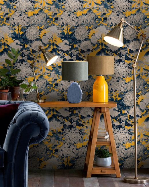 Mind The Gap Chrysanthemums Yellow Behang WP20321 - LAB COLOUR THE WORLD