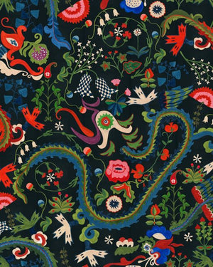 Mind The Gap Dragon Flower Black Behang WP20941 - LAB COLOUR THE WORLD