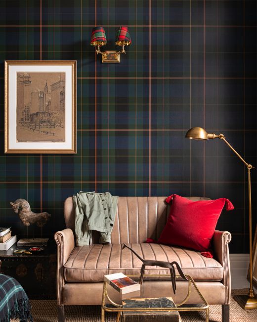 Mind The Gap Equestrian Plaid Green Behang WP30110 - LAB COLOUR THE WORLD