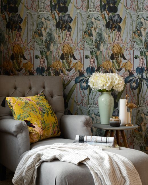 Mind The Gap Fleurs D'iris Aquamarine Behang WP20476 - LAB COLOUR THE WORLD