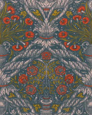 Mind The Gap Floral Ornament Scarlet Behang WP20471 - LAB COLOUR THE WORLD