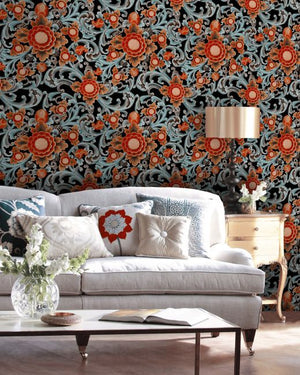 Mind The Gap Floral Painting Dark Behang WP20252 - LAB COLOUR THE WORLD