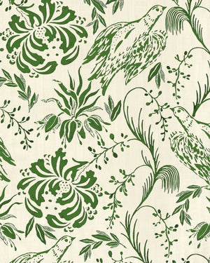 Mind The Gap Folk Embroidery Fern Green Behang WP30015 - LAB COLOUR THE WORLD