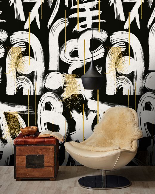 Mind The Gap Gestural Abstraction Anthracite Behang WP20331 - LAB COLOUR THE WORLD