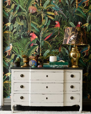 Mind The Gap Parrots of Brasil Anthracite Behang WP20522 - LAB COLOUR THE WORLD