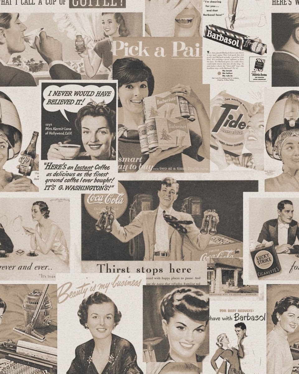 Mind The Gap Retro Ads Sepia Behang WP20070 - LAB COLOUR THE WORLD