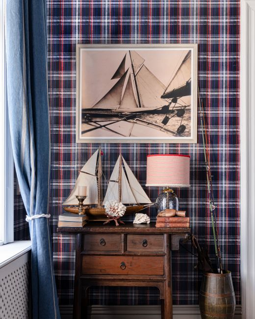 Mind The Gap Seaport Plaid Navy Blue Behang WP30067 - LAB COLOUR THE WORLD