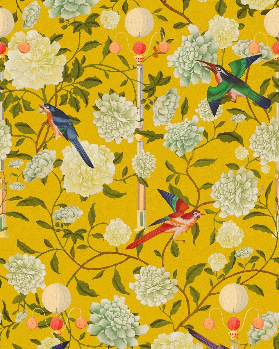 Mind The Gap The Garden of Immortality Mustard Yellow Behang WP20590 - LAB COLOUR THE WORLD