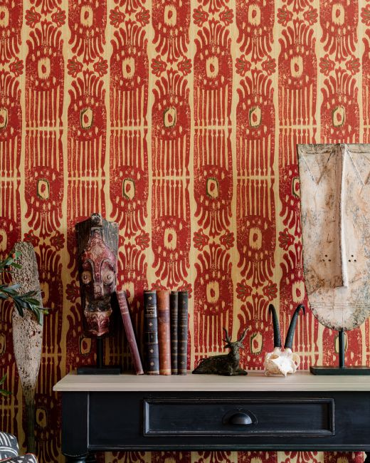 Mind The Gap Tribal Ikat Lava Red Behang WP30114 - LAB COLOUR THE WORLD