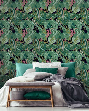 Mind The Gap Tropical Foliage Anthracite Behang WP20366 - LAB COLOUR THE WORLD