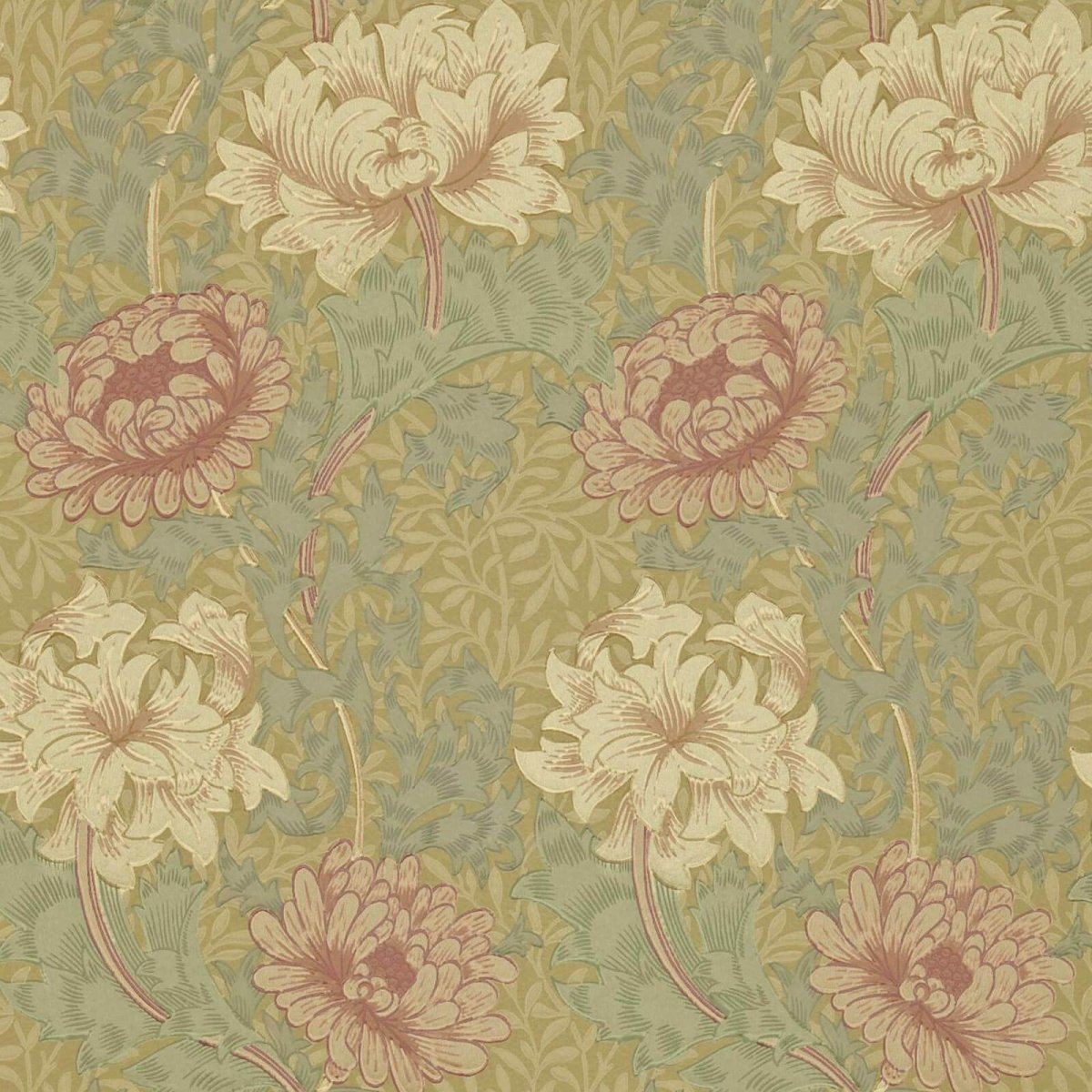 Morris & Co. Chrysanthemum Behang DGW1CY101 - LAB COLOUR THE WORLD
