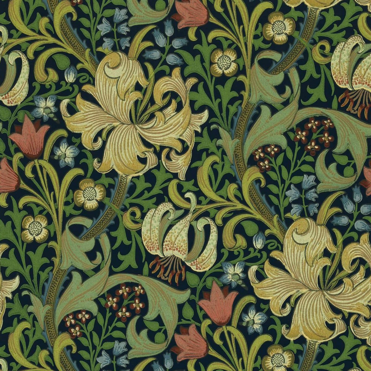Morris & Co. Golden Lily Behang 210429 - LAB COLOUR THE WORLD