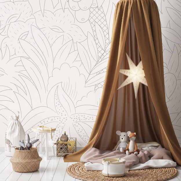 Les Dominotiers New Grove Grey Behang DOM 607