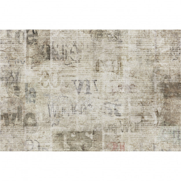 Les Dominotiers Newspaper Grunge Patina Beige Behang DOM 420