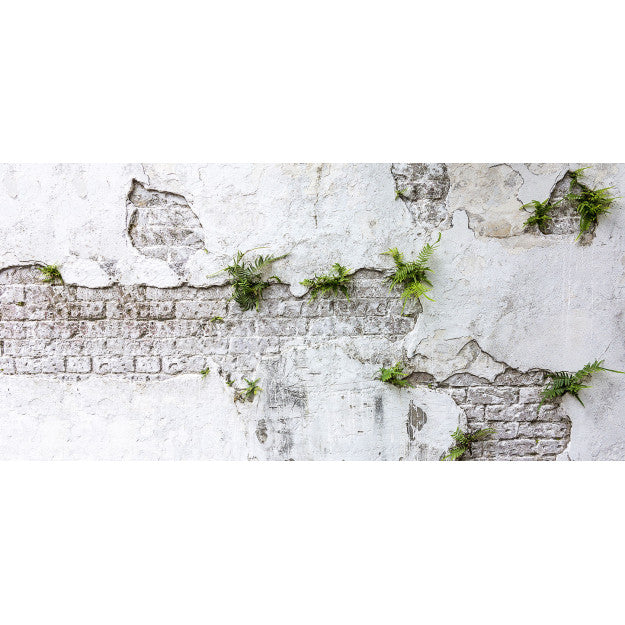 Les Dominotiers Plants & Brick Wall Blanc Et Vert Behang DOM 406