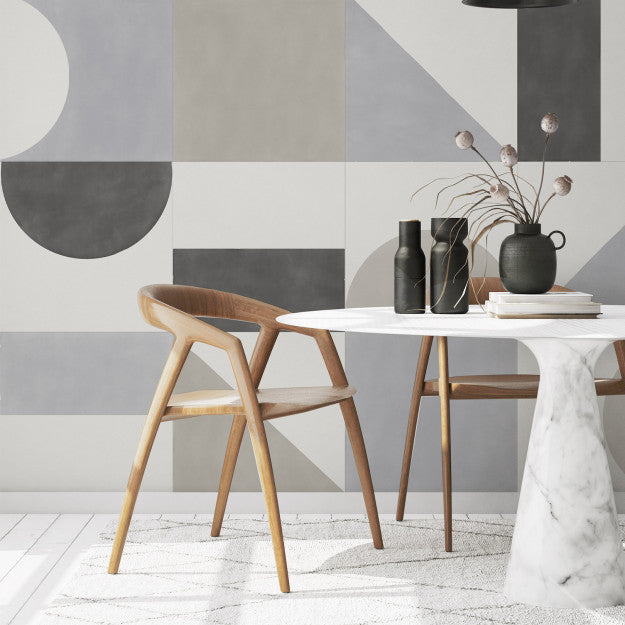 Les Dominotiers Puzzle Blue Blue, Black & Grey Behang DOM 713