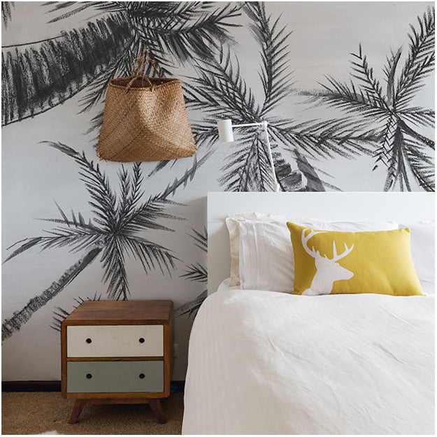 Les Dominotiers Royal Palm Grey Behang DOM 1410-1