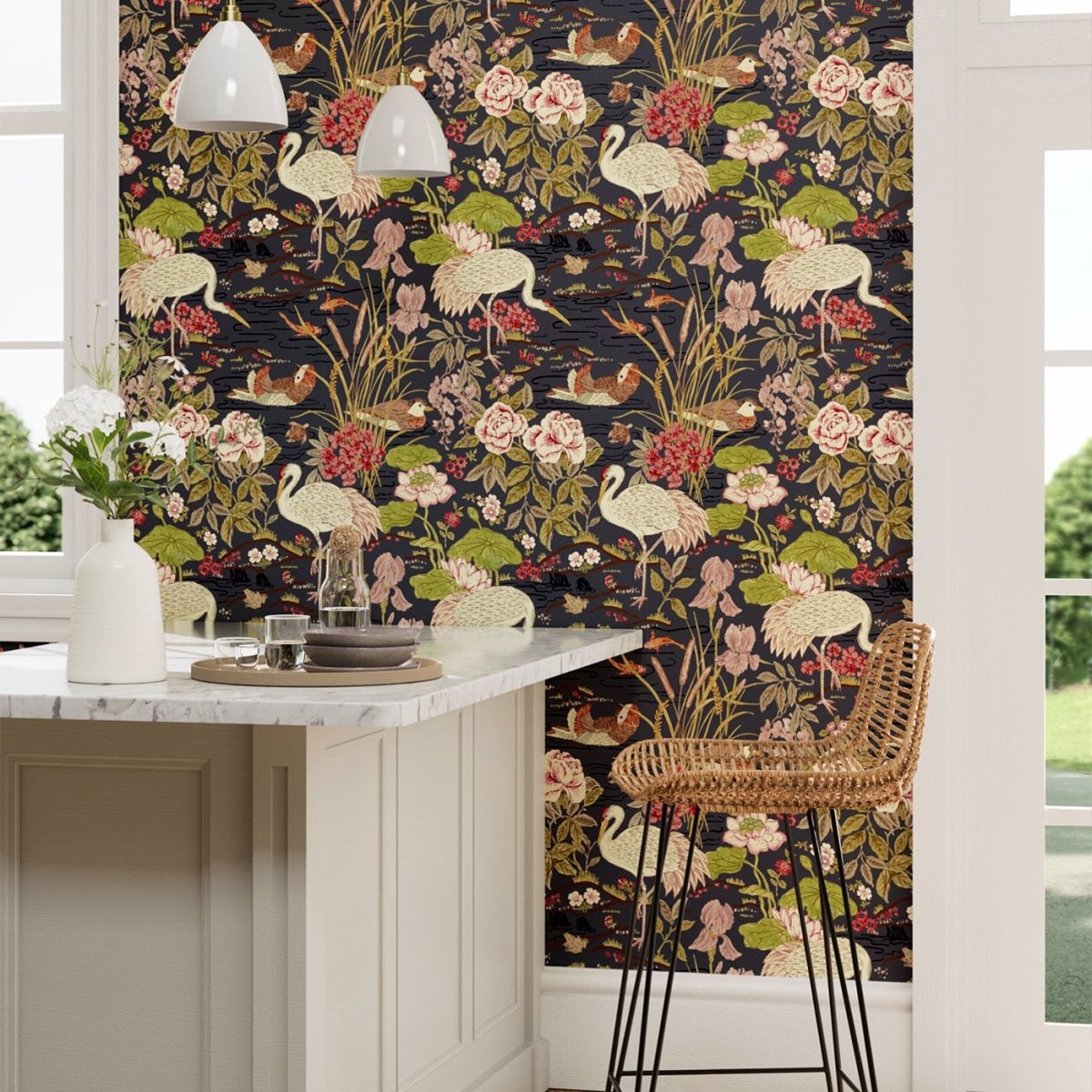 Sanderson Crane & Frog Behang 217123 - LAB COLOUR THE WORLD