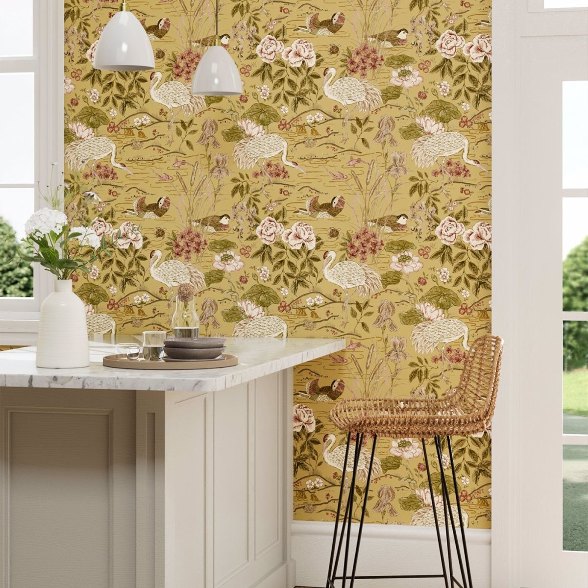 Sanderson Crane & Frog Behang 217124 - LAB COLOUR THE WORLD