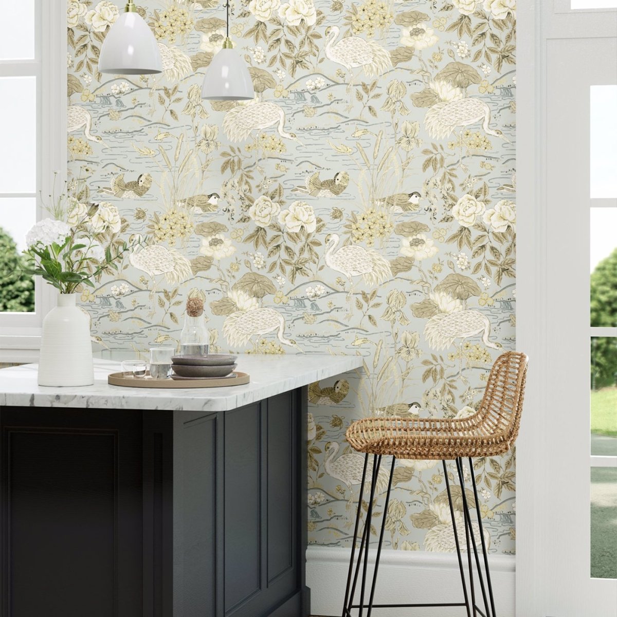 Sanderson Crane & Frog Behang 217125 - LAB COLOUR THE WORLD