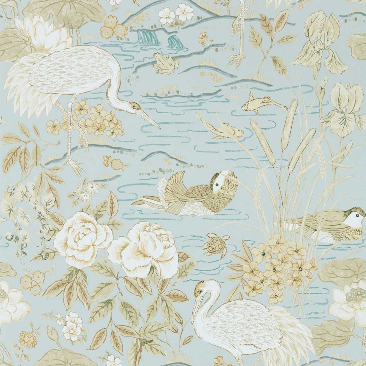 Sanderson Crane & Frog Behang 217125 - LAB COLOUR THE WORLD