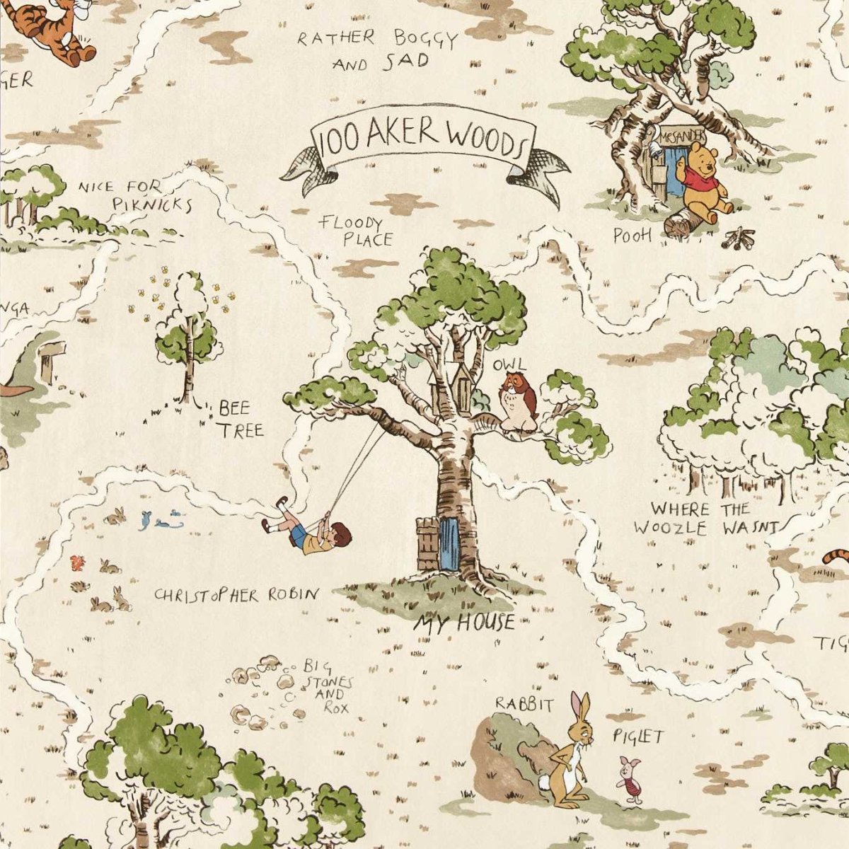 Sanderson Disney Home Hunderd Acre Wood Behang 217291 - LAB COLOUR THE WORLD