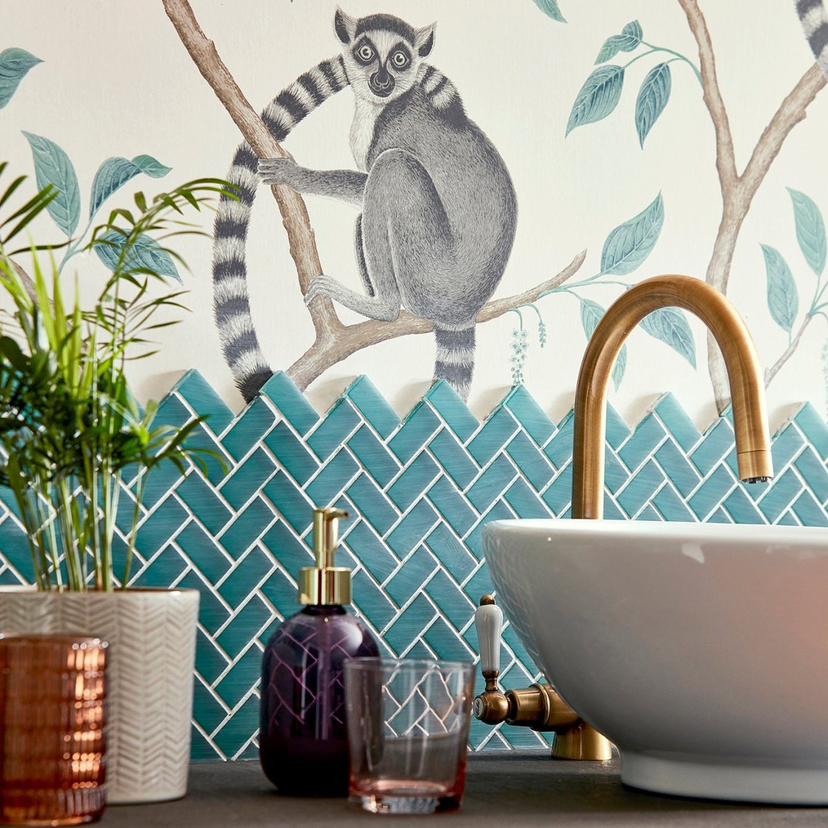 Sanderson Ringtailed Lemur Behang 216663 - LAB COLOUR THE WORLD