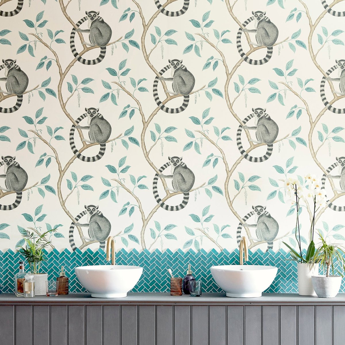Sanderson Ringtailed Lemur Behang 216663 - LAB COLOUR THE WORLD