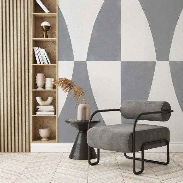 Les Dominotiers Shape Grey Grey Behang DOM 708