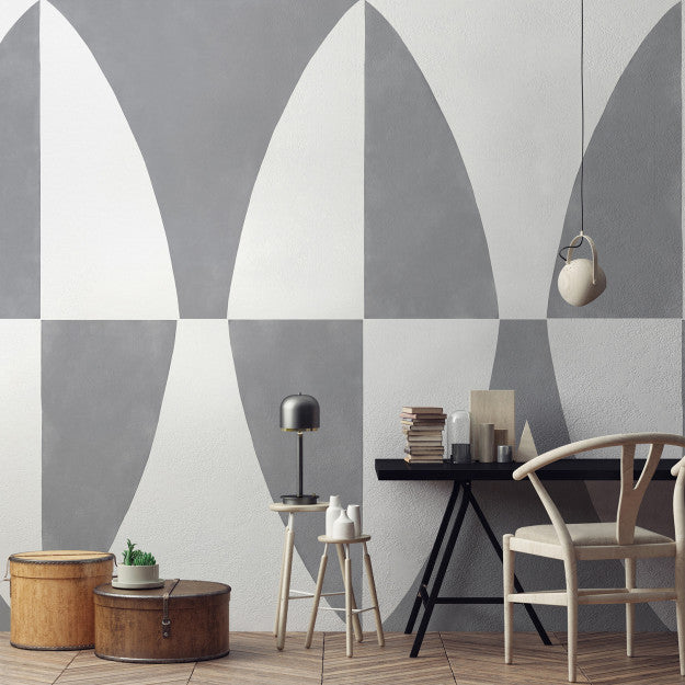 Les Dominotiers Shape Grey Grey Behang DOM 708