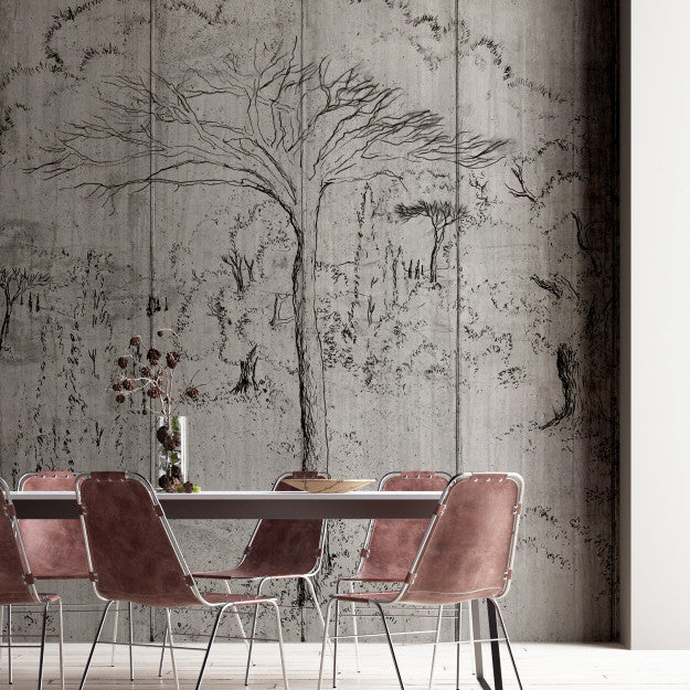 Les Dominotiers Sovana Concrete Black & Grey Behang DOM 512