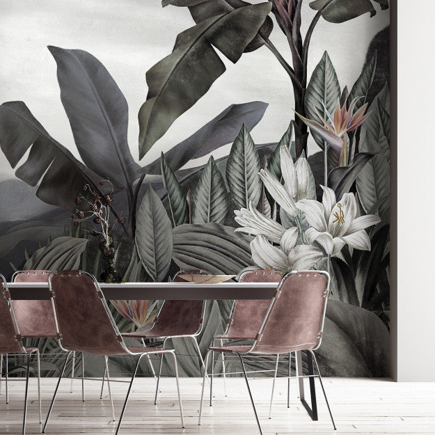 Les Dominotiers Tara Grey & Bluish Green Behang DOM 506