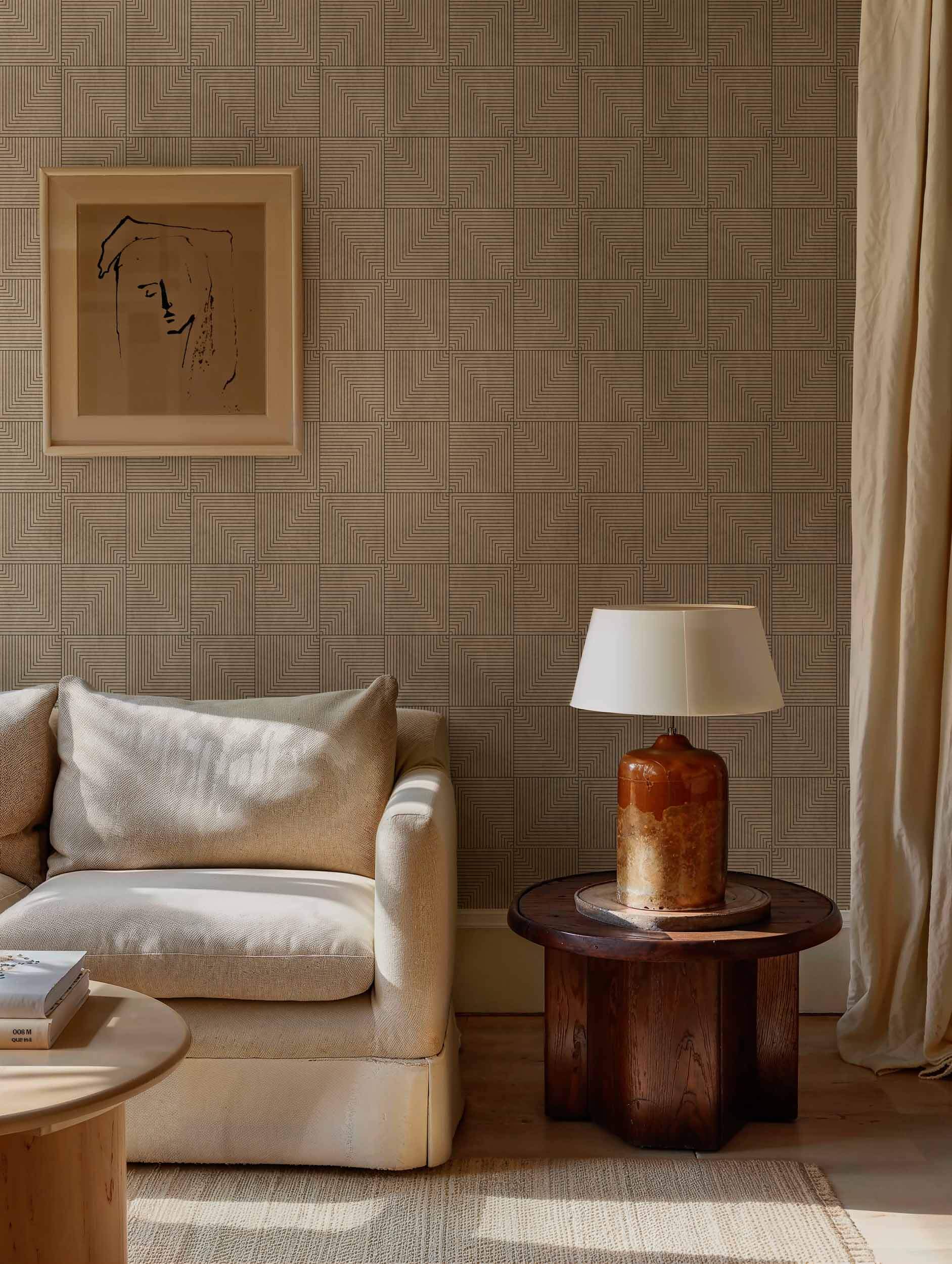 Coordonné Lattice Tetragonal behang B00517 sfeer afbeelding 1