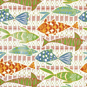 Thibaut Islander BATIK FISH Coral and Blue T15869 - LAB COLOUR THE WORLD