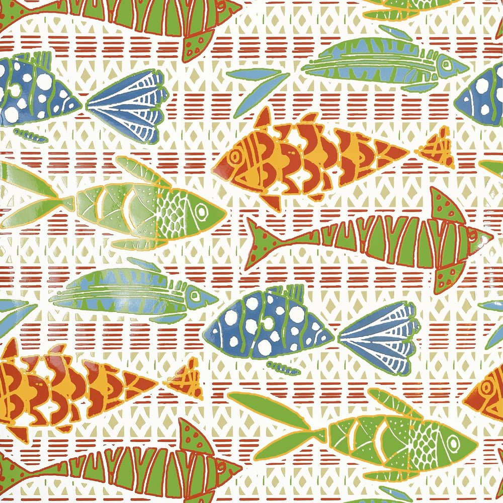 Thibaut Islander BATIK FISH Coral and Blue T15869 - LAB COLOUR THE WORLD