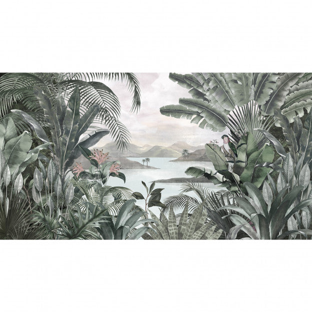 Les Dominotiers Timicuro Green & Pink Behang DOM 508