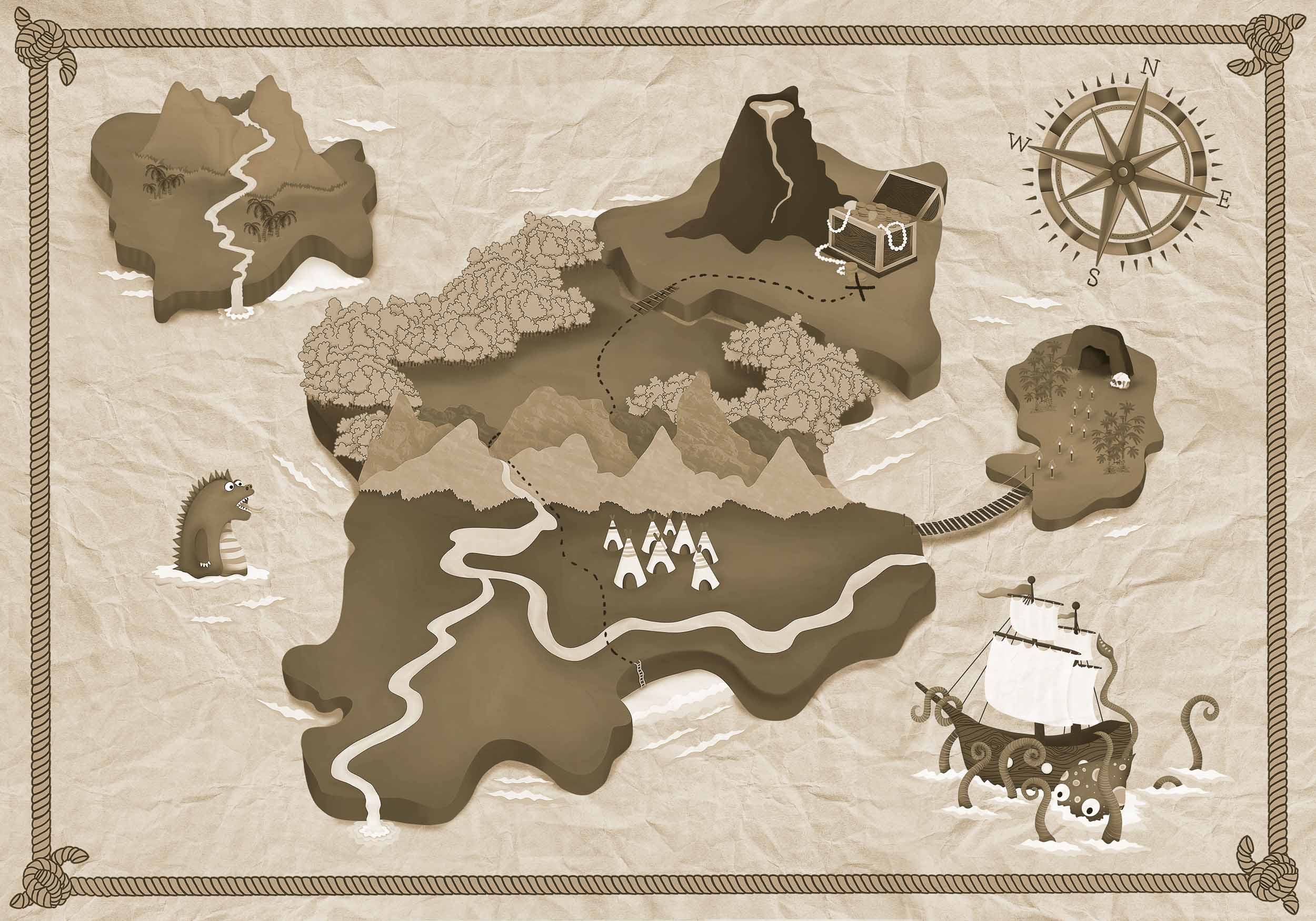 Coordonné Random Kids Treasure Map behang 9700072 behang afbeelding 1