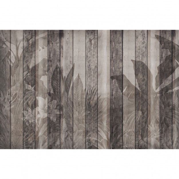Les Dominotiers Tropical Dark Wood Wall Marron Behang DOM 423