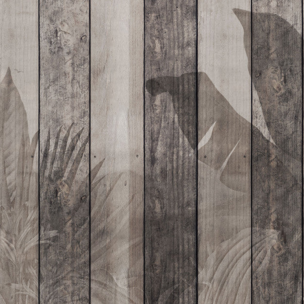 Les Dominotiers Tropical Dark Wood Wall Marron Behang DOM 423